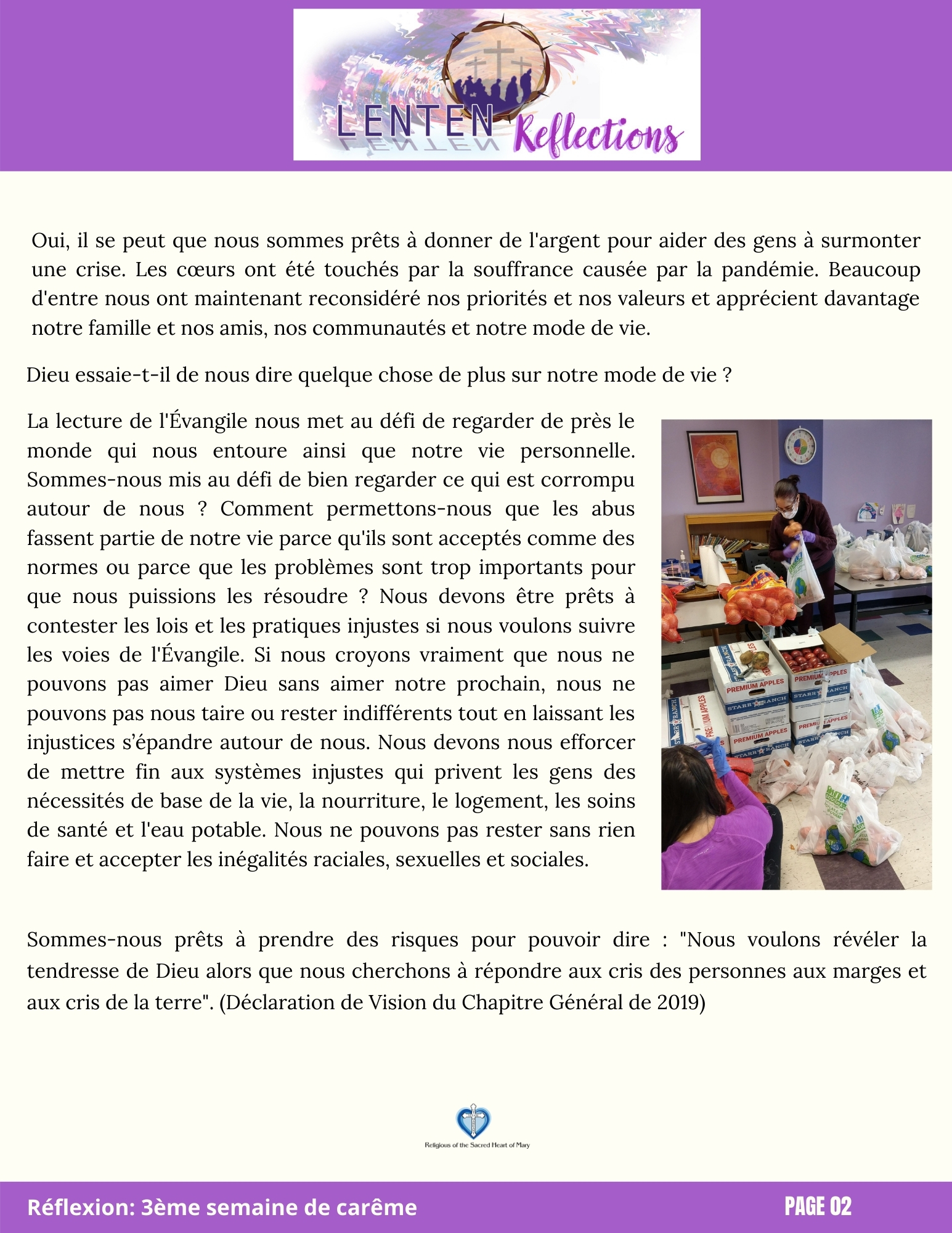 Reflexion 3eme Semaine De Careme Religious Of The Sacred Heart Of Mary