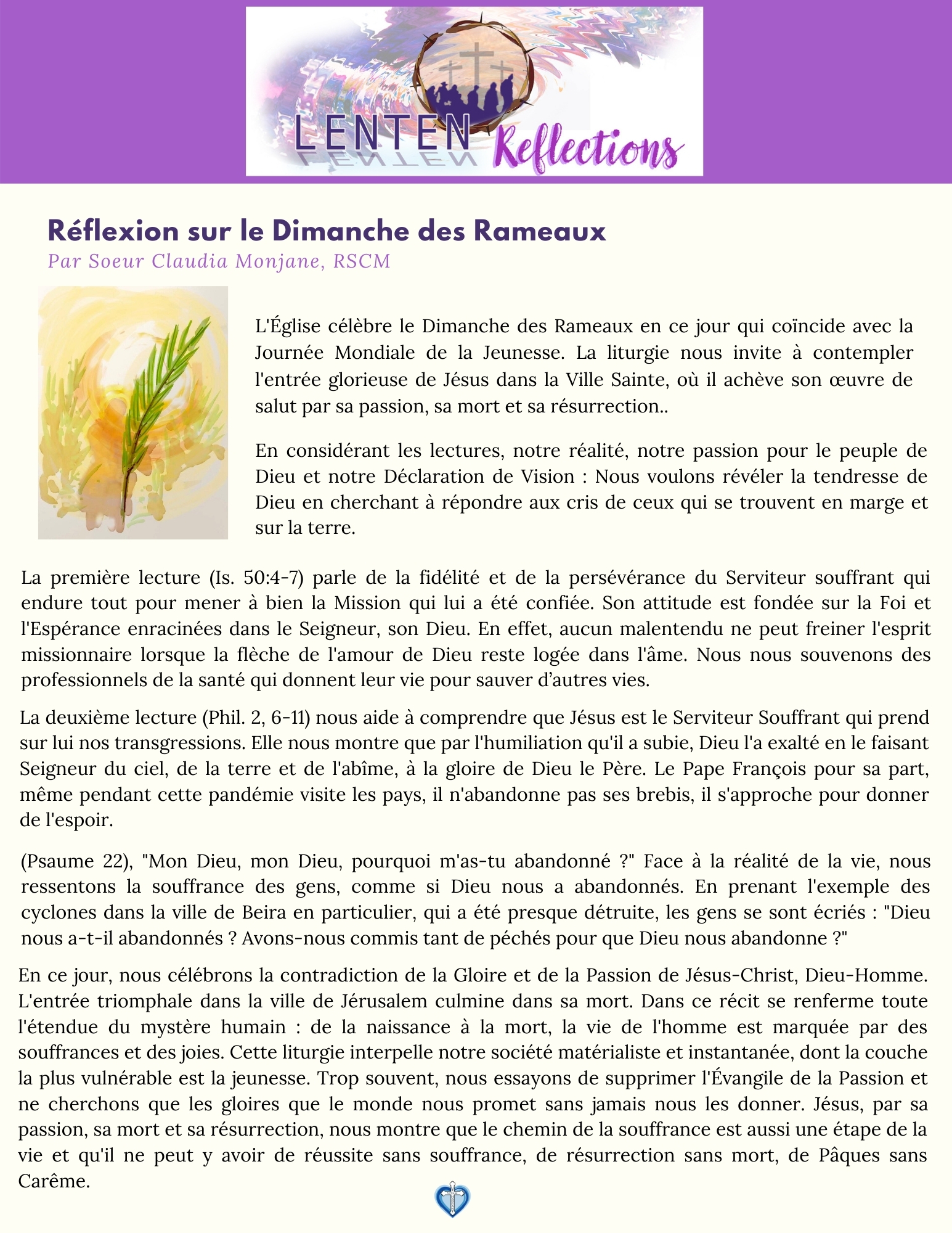 Reflexion Sur Le Dimanche Des Rameaux Religious Of The Sacred Heart Of Mary Reflexion Sur Le Dimanche Des Rameaux Religious Of The Sacred Heart Of Mary